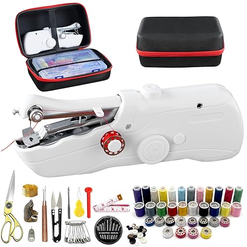 Handheld Sewing Machine with Black Storage Case and 109-Piece Sewing