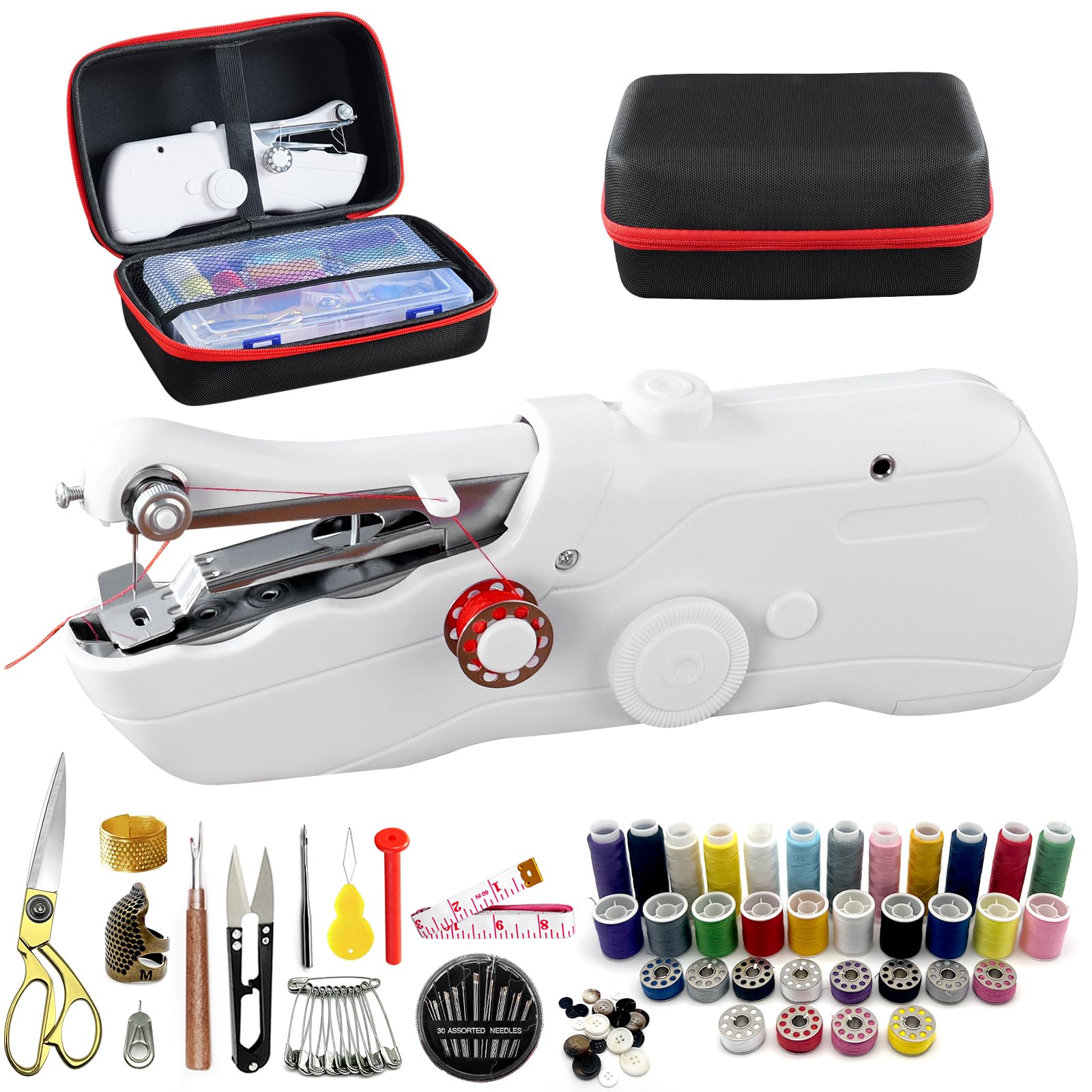 Photo 1 of ***FOR PARTS ONLY /BROKEN *** Handheld Sewing Machine with Black Storage Case and 109-Piece Sewing Kit, Mini Portable Cordless Hand Sewing Machine, Ideal for Adults & Beginners, Complete Set of Quick Home Clothing Repair Tools