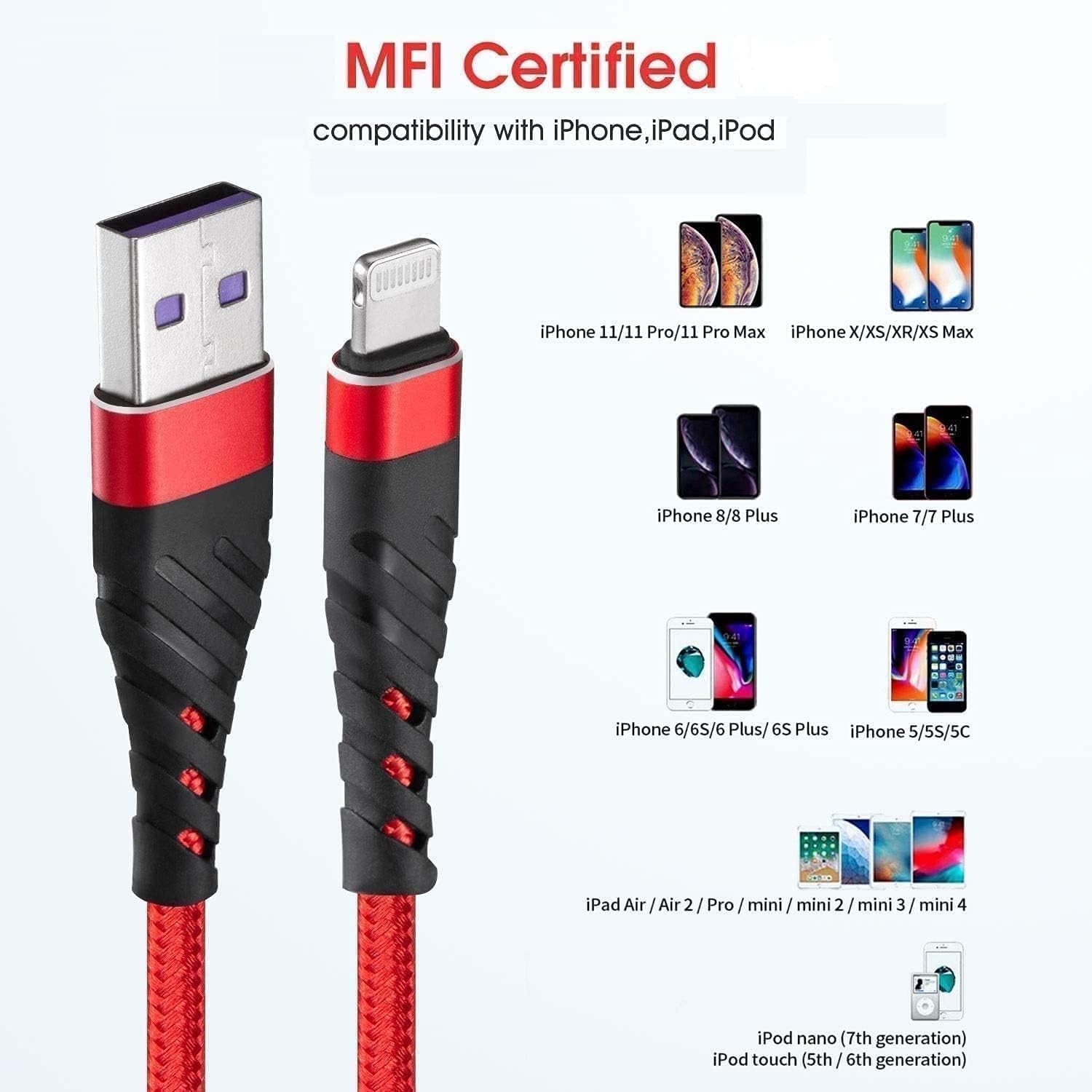 CyvenSmart (1 pièce) Long chargeur iPhone de 4,6 m pour [certifié MFi], câble Lightning de 4,6 m, câble de charge rapide de 4,6 m pour iPhone 12/12 Pro/11/11 Pro/11 Pro Max/XS/XS Max/XR/X/8/8 Plus/7/7