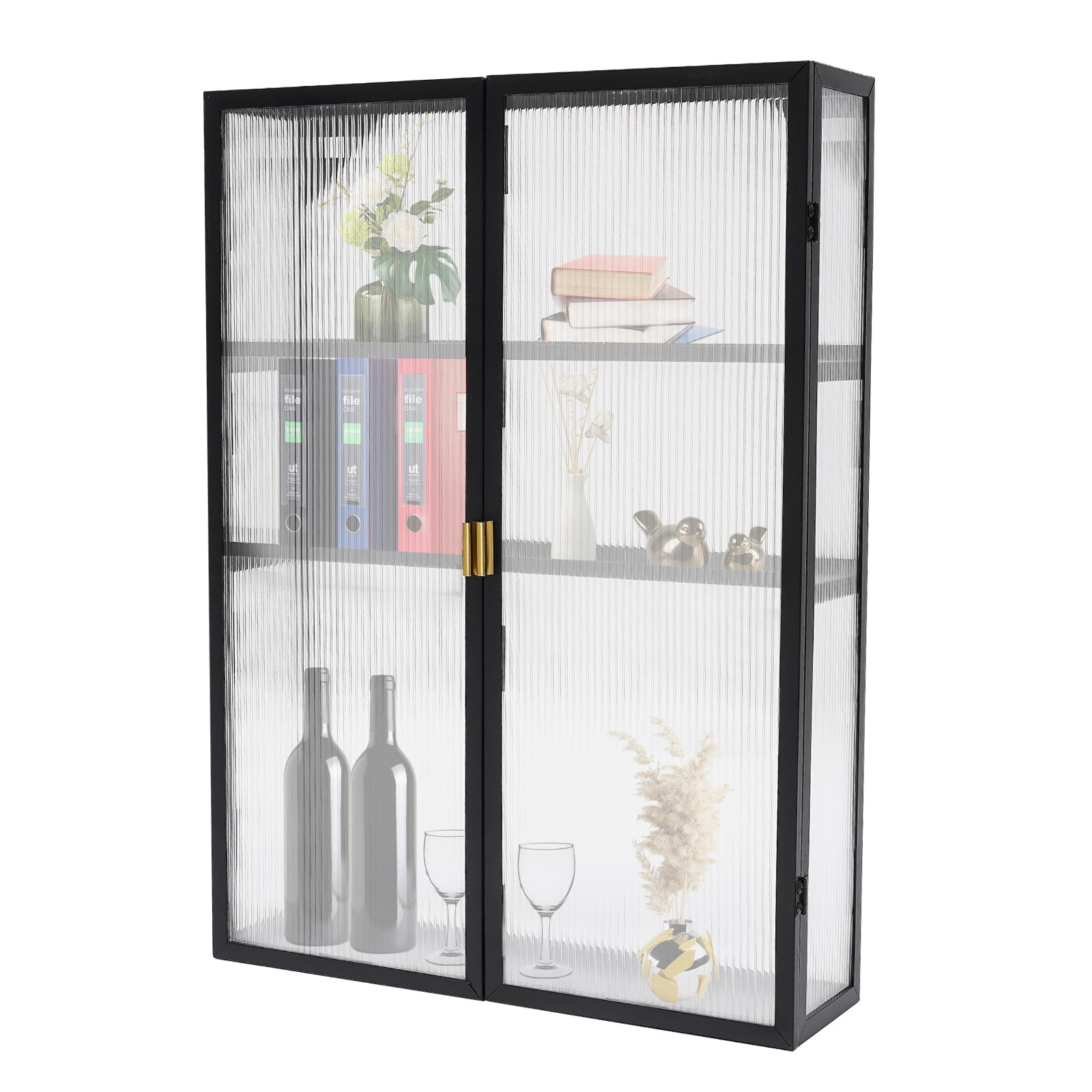 Gdrasuya10 Wall Cabinet Wall Mount Kitchen Bathroom Storage Cabinet Over Toilet Cabinet Storage Organizer with Doors & Shelves Wall Cabinet for Dining Room, Kitchen, Bathroom (Black)