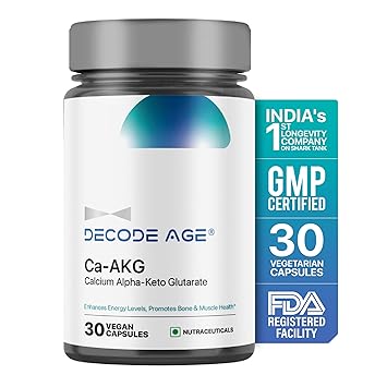 Decode Age Ca AKG Supplement, Calcium Alpha-Ketoglutarate for Cellular Energy, Bone Strength, Muscle Recovery, Healthy Ageing 30 Veg Capsules - image, photos