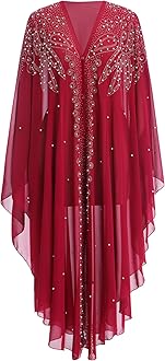IBTOM CASTLE Women’s Muslim Abaya Dress Batwing Sleeved Beaded Embroidered Maxi Kaftan Dress with Hooded Elegant Islamic Middle East Dubai Arabic Ramadan Kimono Robe Summer Dresses