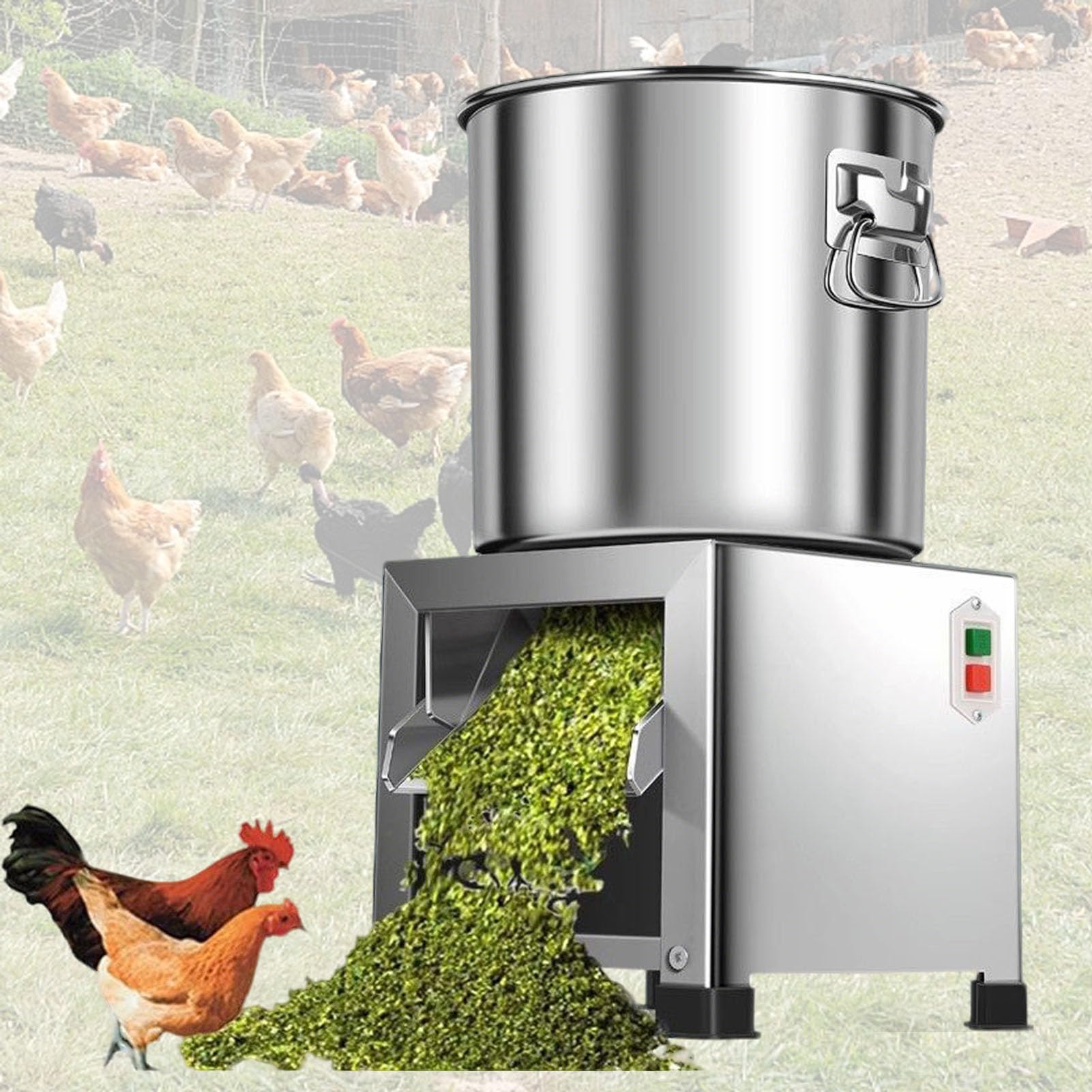 Trituradora Cría 1800 W con 4 Cuchillas,Procesador De Alimentos Comercial Puerto De Alimentación Grande para Alimento Animales Verduras Cacahuete
