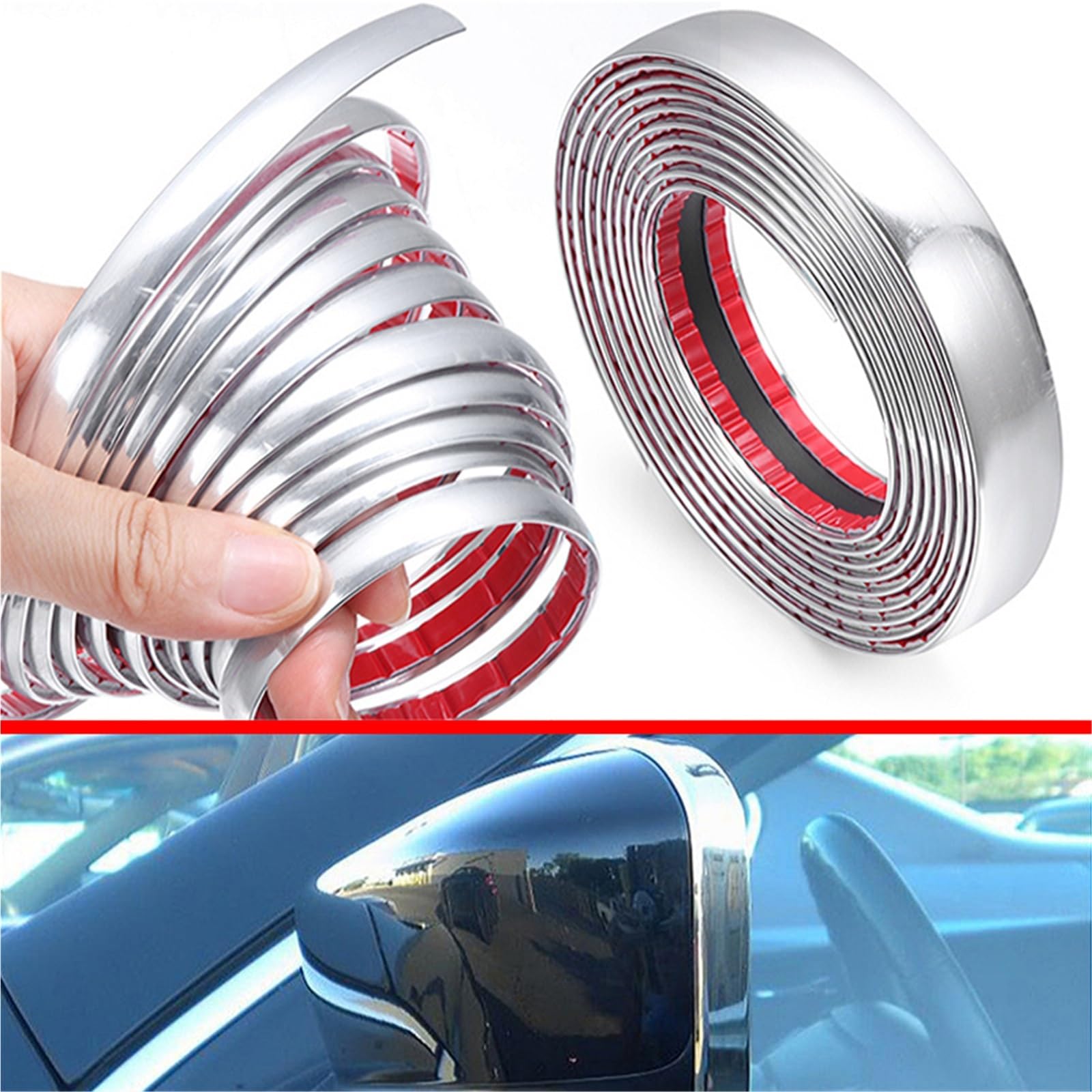 Bande adhésive chromée de voiture en PVC 13.0M argent voiture Chrome décoration moulage garniture bande bande Auto bricolage autocollant de protection 6mm universel pare-chocs fenêtre porte protecteur