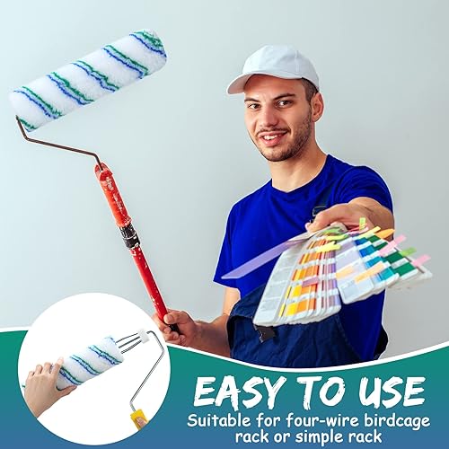 Miniatura 5 de Cubiertas de rodillo de pintura de 9 x 38 pulgadas, cubiertas de poliéster para rodillo de pintura para paredes, techos, suministros de pintura para