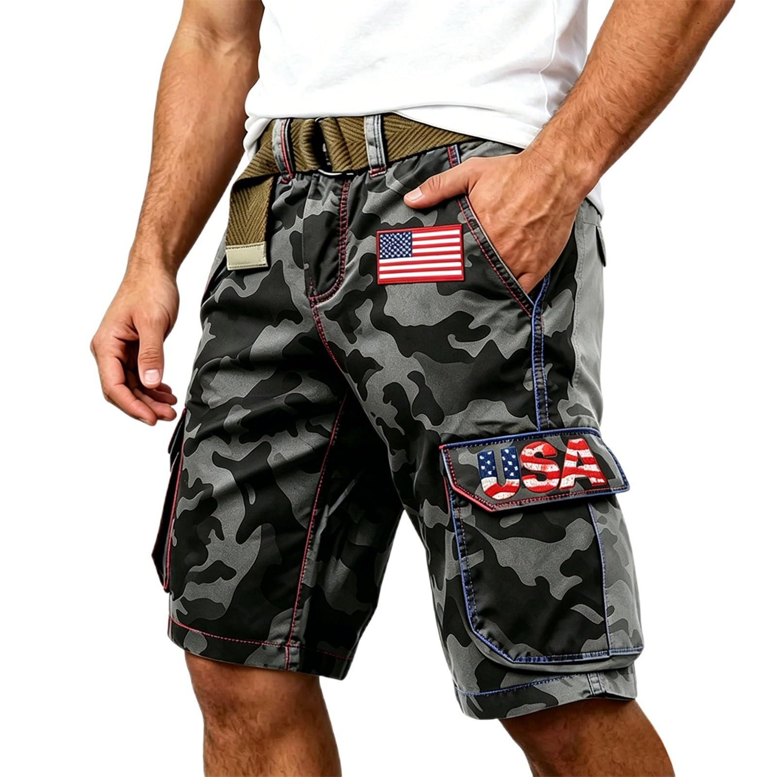 Pantalones cortos cargo gráficos tallas grandes cómodos evitan rozaduras uso diario 5