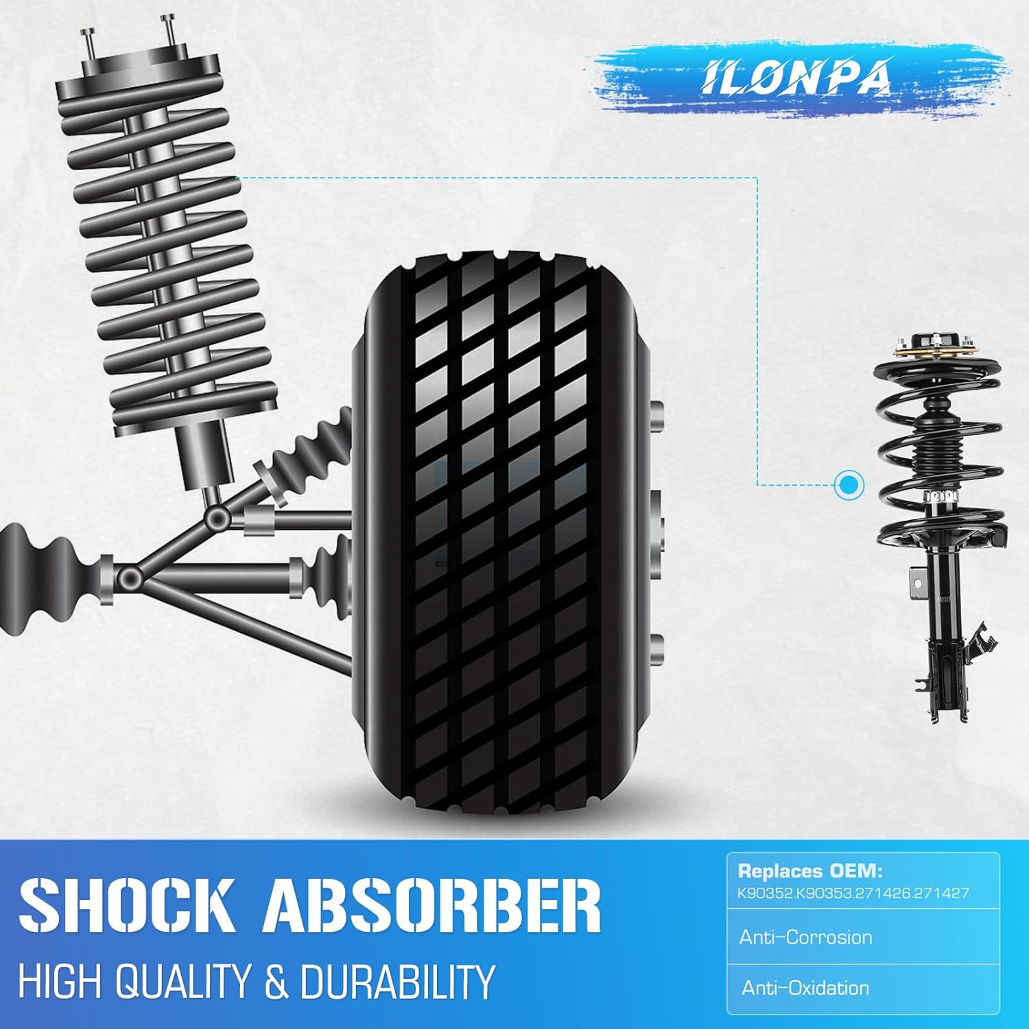Front Struts Shocks w/Coil Spring & Sway Bar Links for 2002-2006 Nissan Altima ONLY (2.5L), 2003 2004 2005 Strut Shock Absorber Assembly Suspensions Replace K90352 K90353 271426 271427