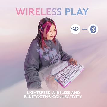 Logitech G715 Wireless Mechanical Gaming Keyboard with LIGHTSYNC RGB, Lightspeed, Tactile Switches (GX Brown), and Keyboard Palm Rest, PC/Mac Compatible - White Mist