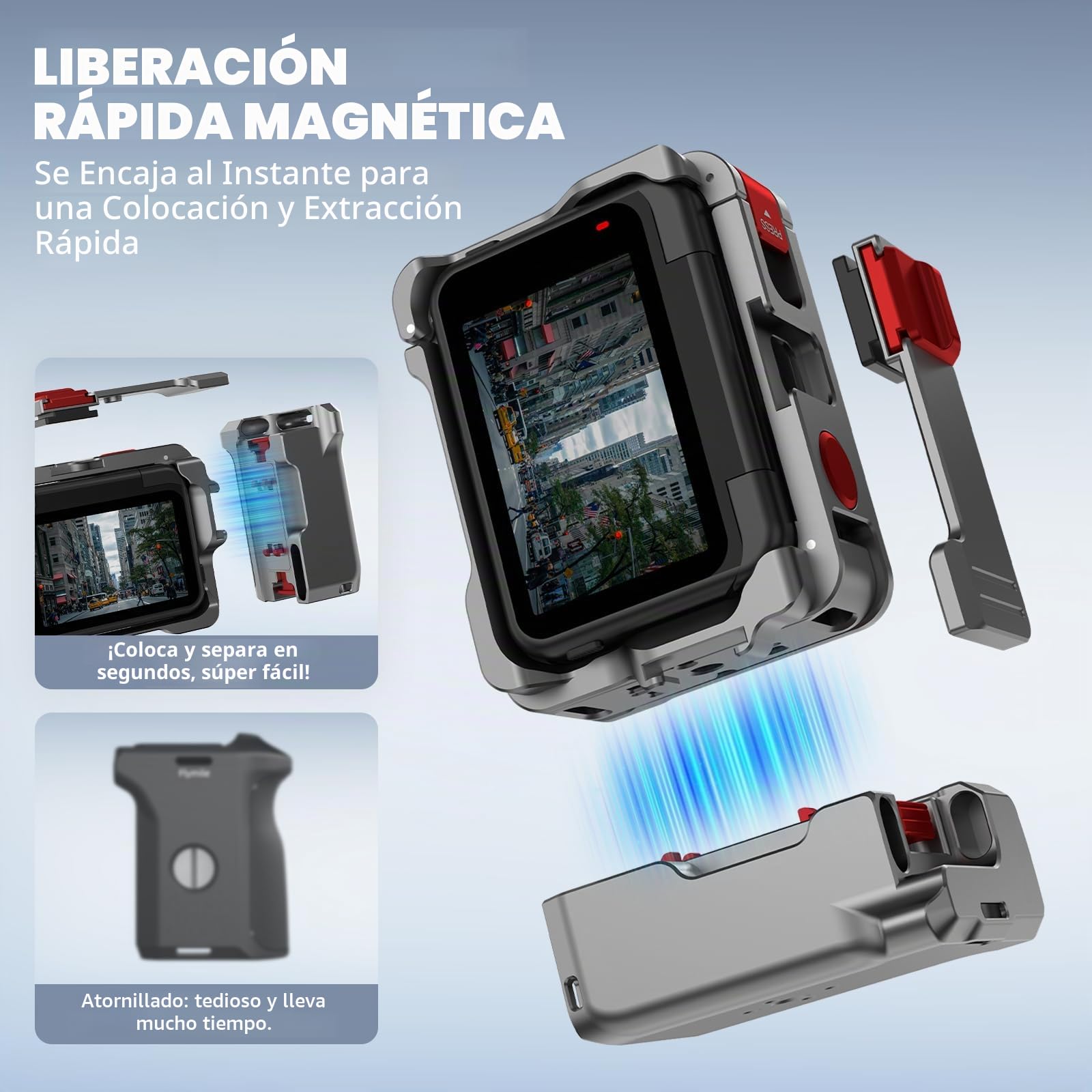 BRDRC Kit de agarre para Insta360 Ace Pro 2 / Ace Pro (con jaula), soporte de mango de expansión con botón de obturador, liberación rápida, zapata fría para accesorios Insta 360 Ace Pro 2/Insta360 Ace