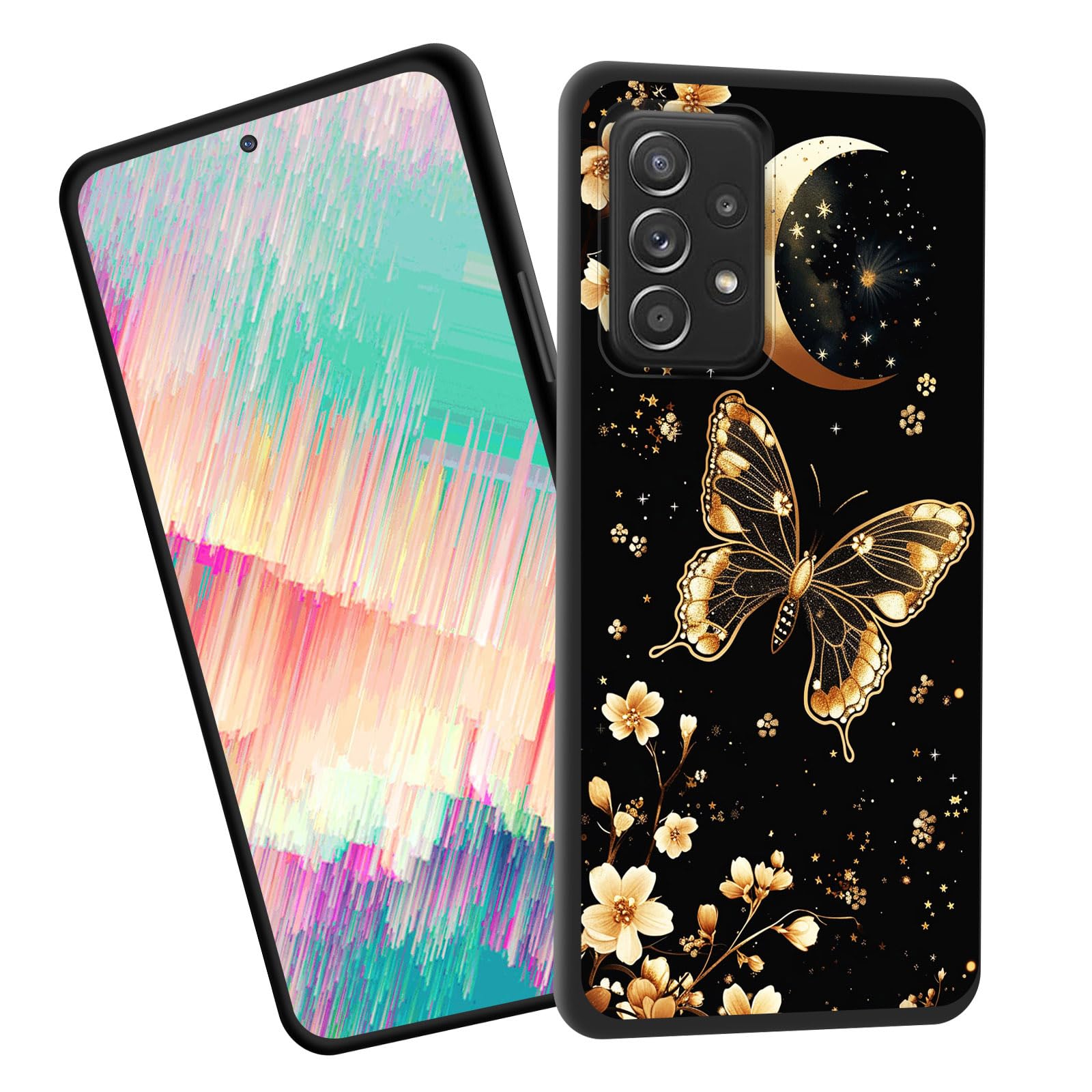 EFGWSDER for Galaxy A23 5G Case,Slim Shockproof TPU Soft Rubber Silicone Cover Phone Case for Samsung Galaxy A23 5G,Butterfly Flower Moon