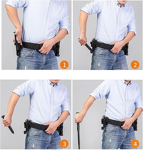 Miniatura 5 de LIVANS Soporte de bastón expandible para cinturón de servicio, funda telescópica de bastón con ruedas locas de doble resorte, bolsa de bastón