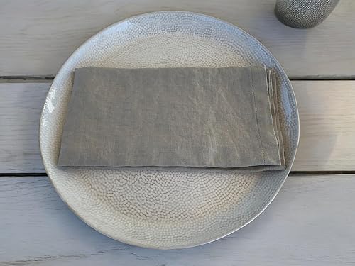 Miniatura 7 de Eight Owls Servilletas de lino 100% lino francés, servilletas de tela de lino puro lavado a la piedra, tamaño 18 x 18 pulgadas, juego de 4, neutros