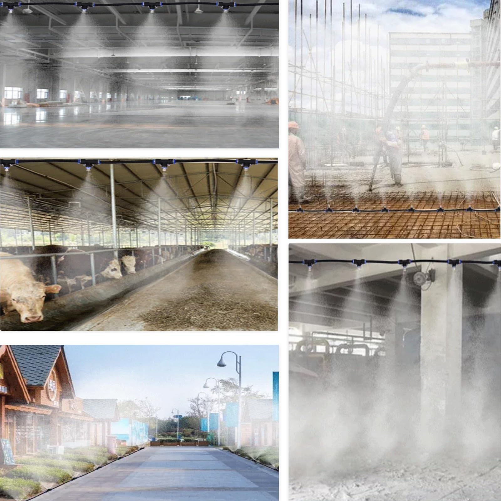 10-200m Modular Kit Riego Microaspersión Conexión Rápida | Boquillas Pulverización De Latón Flujo Ajustable, Refrigeración Obras Construcción(80m(3149.6in/262.5ft))