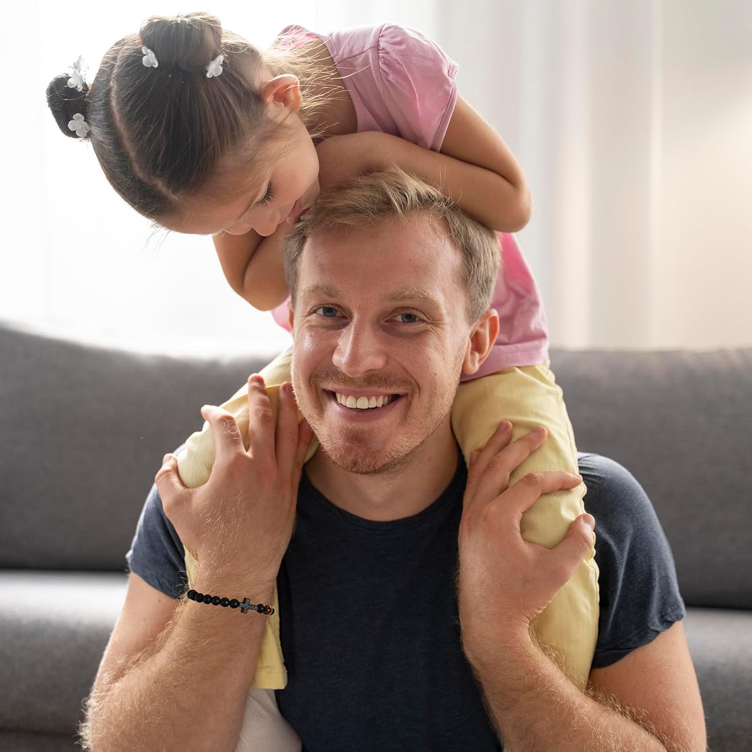 Gifts for Dad New Dad Stepdad Men Husband, American Flag Cross Beads Bracelet Easter Birthday Jewelry Gifts for Him - Image 3