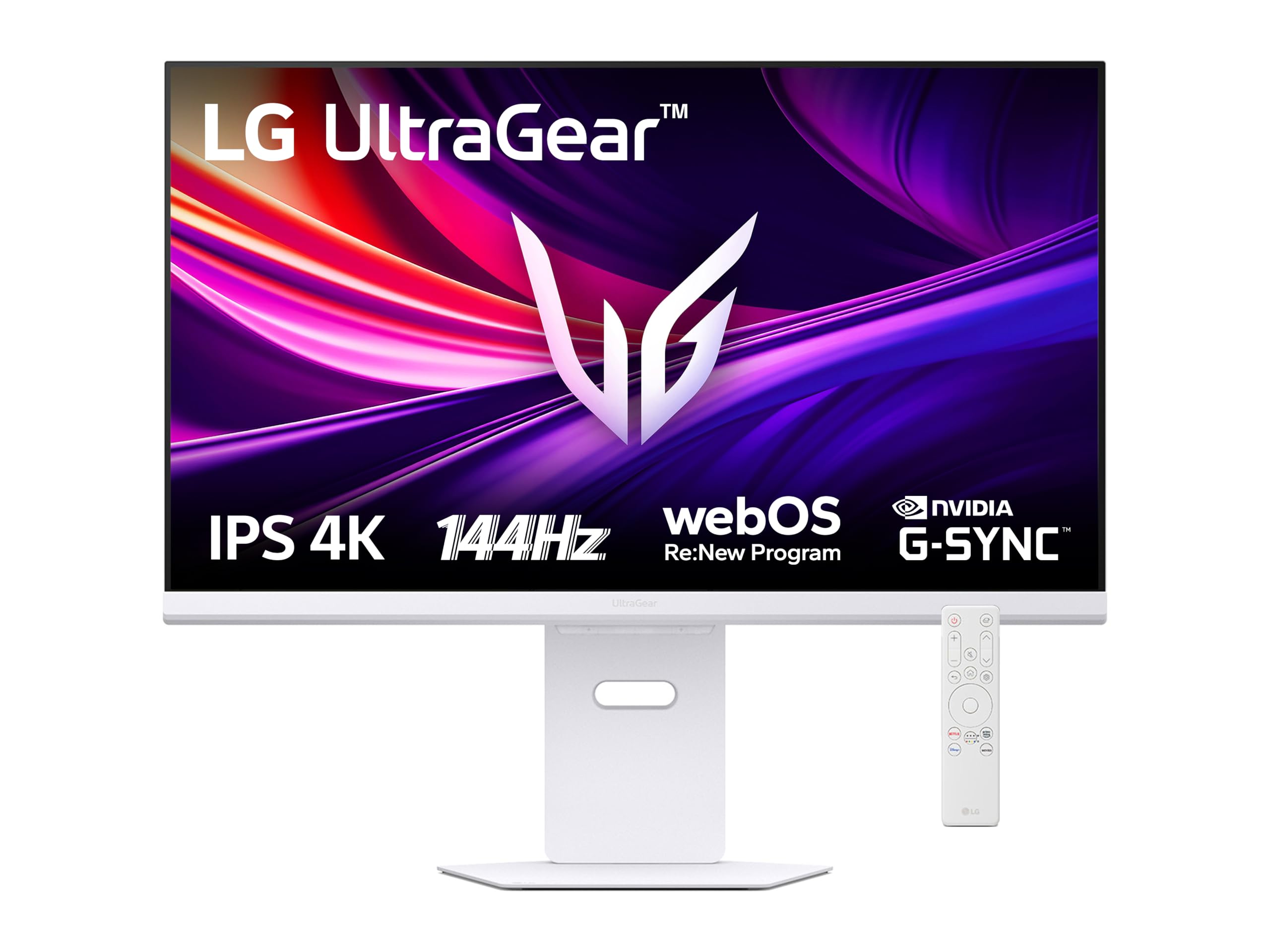 LG UltraGear 32G810SA Monitor Gaming 32", UHD 4K, IPS 1ms, 144Hz, Funzioni Smart con webOS 24, HDR 400, G-Sync Compatible, AMD FreeSync Premium, VRR, Speaker 14W, HDMI 2.1, USB-C, WiFi, BT, Bianco
