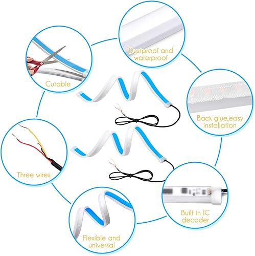Miniatura 3 de Tira ligera llevada flexible, lámpara de señal de giro de la luz corriente diurna ultra fina del tubo LED del coche de los 23.6 in
