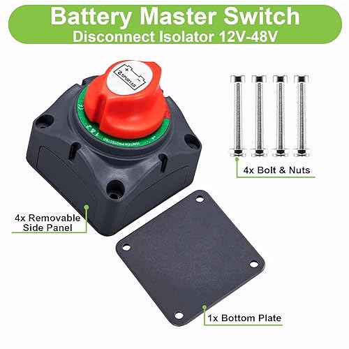 Miniatura 7 de Spurtar Interruptor de desconexión de batería de 1-2 ambos interruptor de batería marina principal CC de 12V-48 V corte de energía para barco marino