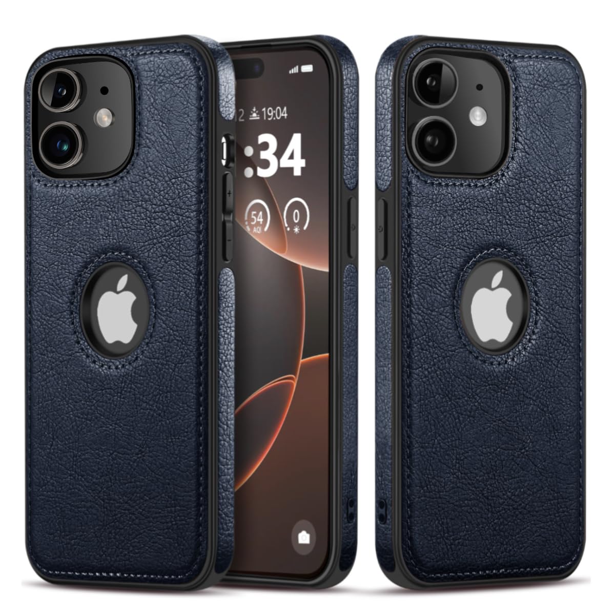 USLOGAN Vegan Leather Phone Case for iPhone 11 Luxury Elegant Vintage Slim Phone Cover 6.1 inch (Blue)