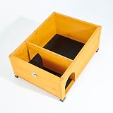 FeelGoodUK Maison pour hérisson et abri d'hibernation – Grand habitat extérieur résistant aux prédateurs – Toit en feutre et plancher en bois – Cachette en bois pour hérissons (gris sauge, standard) - 4