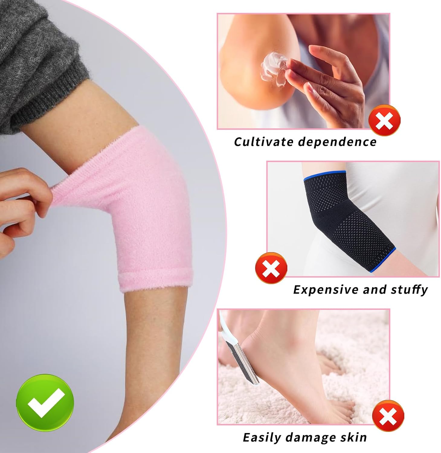 1 Pairs Elbow Moisturizing Sleeve Elbow Gel Cover Heel Socks Elbow Sleeves Elbow Pads for SPA Moisturizing Dry Cracked Skin Care
