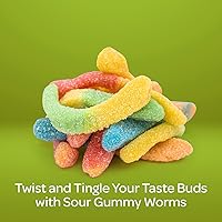 Vista 4 de Sour Gummy Worms Candy - 11 Ounce Pack - Neon Crawlers - Assorted Fruit Flavors - Halloween Candy for Dessert Decorating and Kids' Parties Favor