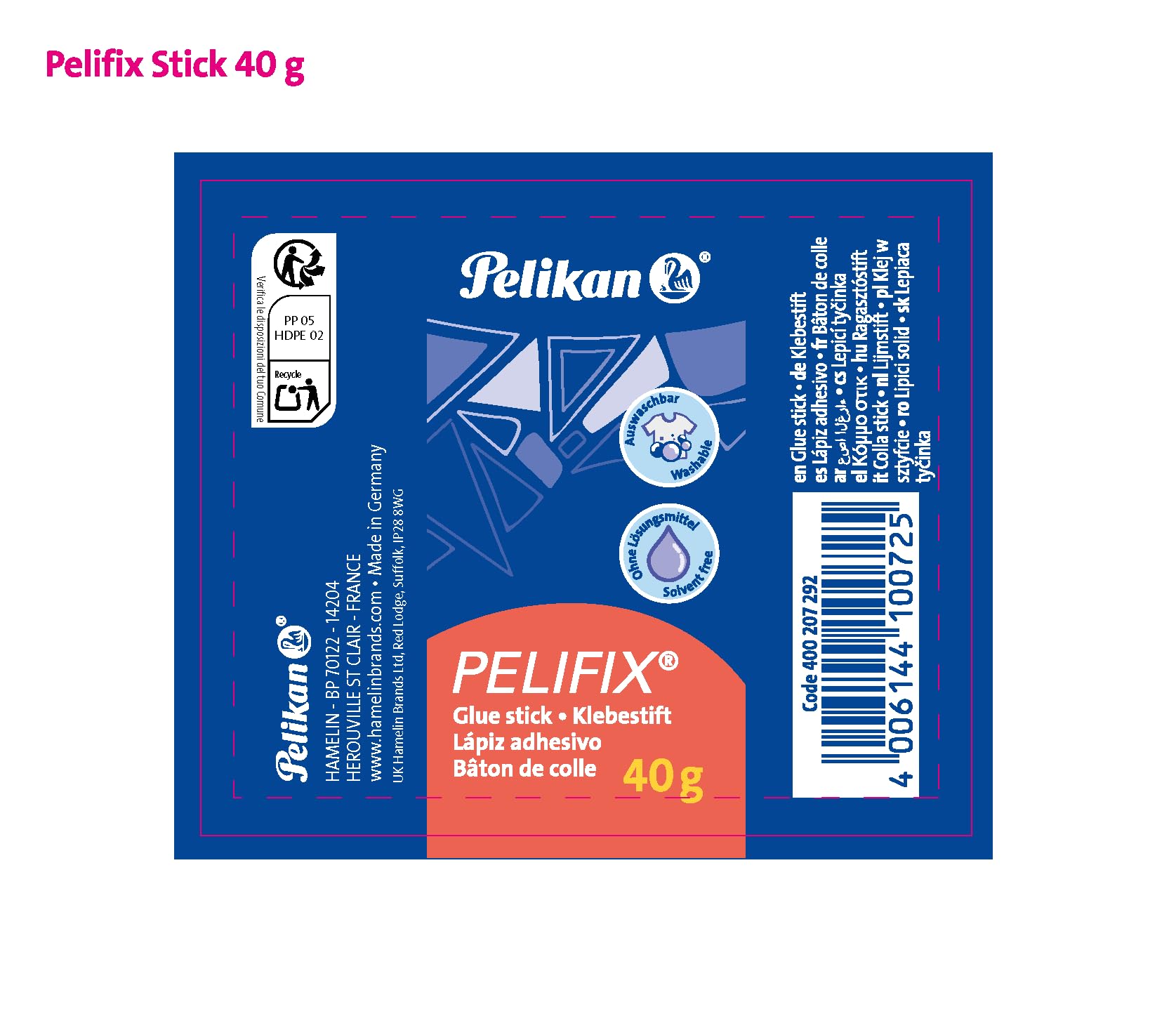 Pelikan Pelifix Colla Stick Maxi 40 g, 12 Pezzi, Senza Solventi