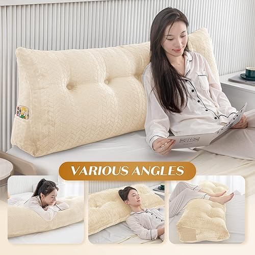 Miniatura 4 de Almohada triangular de cuña para cabecero, cojín grande para reposo en cama, almohada de lectura, respaldo de posicionamiento, cojín con funda
