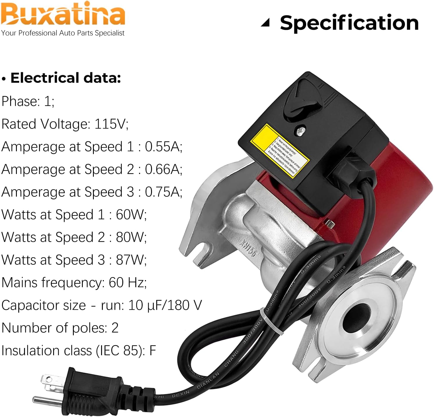 Upgraded Stainless Steel Three-Speed Circulator Pump Replacement for Grundfos UPS15-58FC Nonsubmersible Circulation Pump 1/25HP 115V 17GPM Replace# 59896341