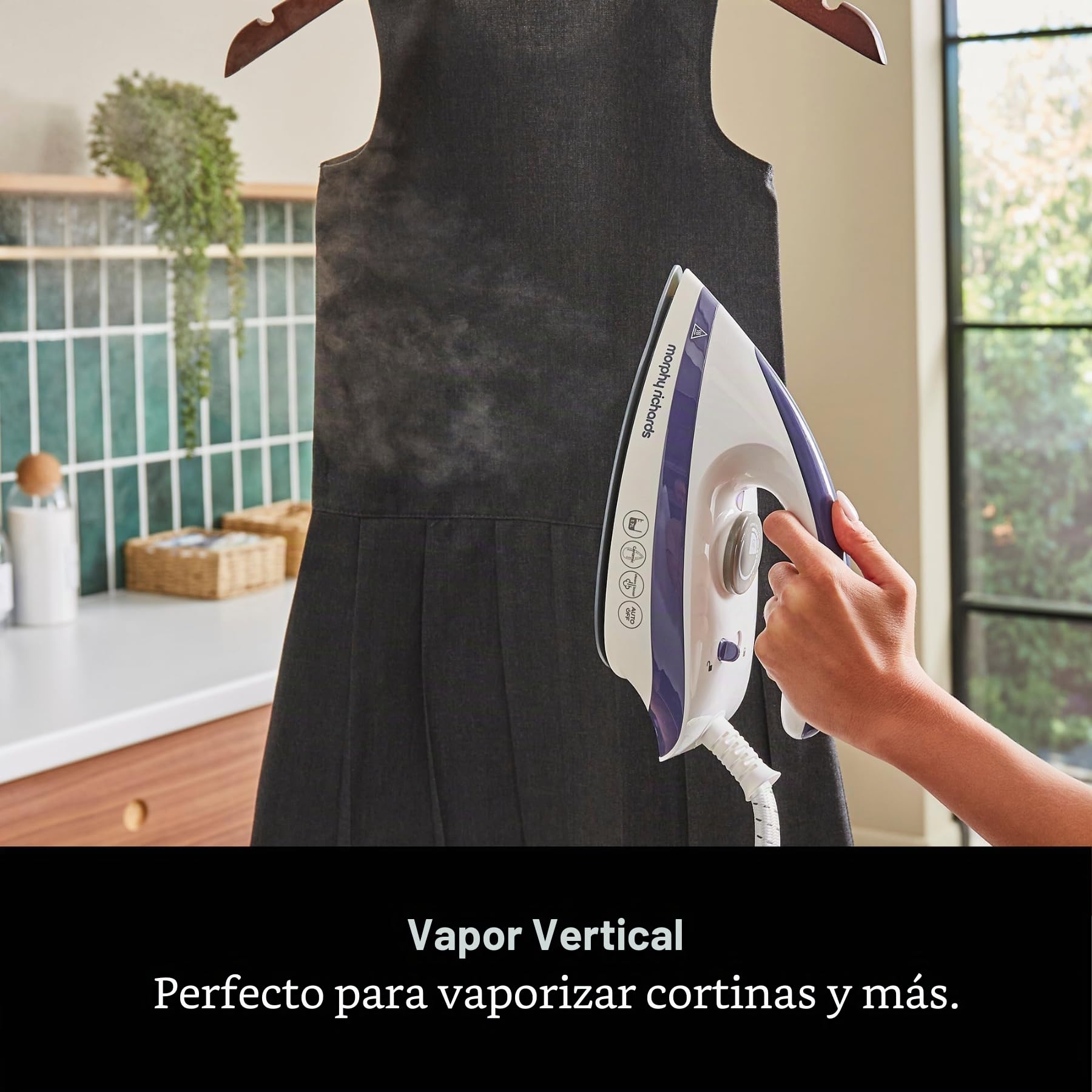 Morphy Richards 333202 velocidad generador de vapor hierro suela de cerámica, ligero y rápido, verde azulado