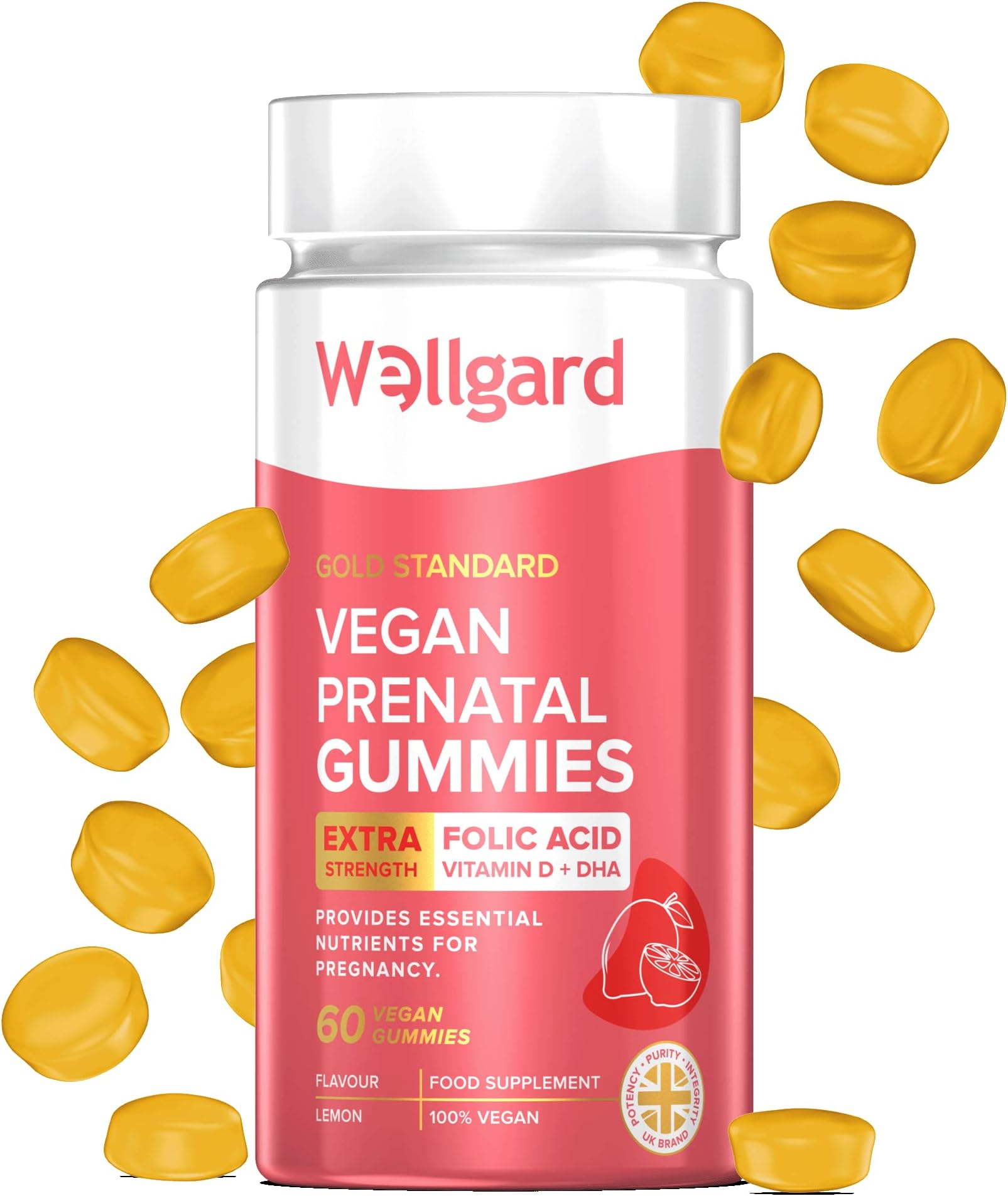 WellgardVegan Prenatal Gummies - Pregnancy Vitamin Gummies for Women, DHA, Folic Acid, Vitamin D3, UK Formulated