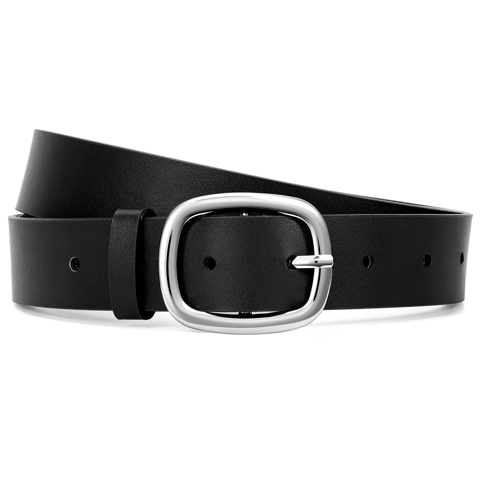 WHIPPY Women Leather Belt Casual Fashion Gold Buckle Leather Waist Belt for Jeans Pants Dresses Chic Ladies Belt