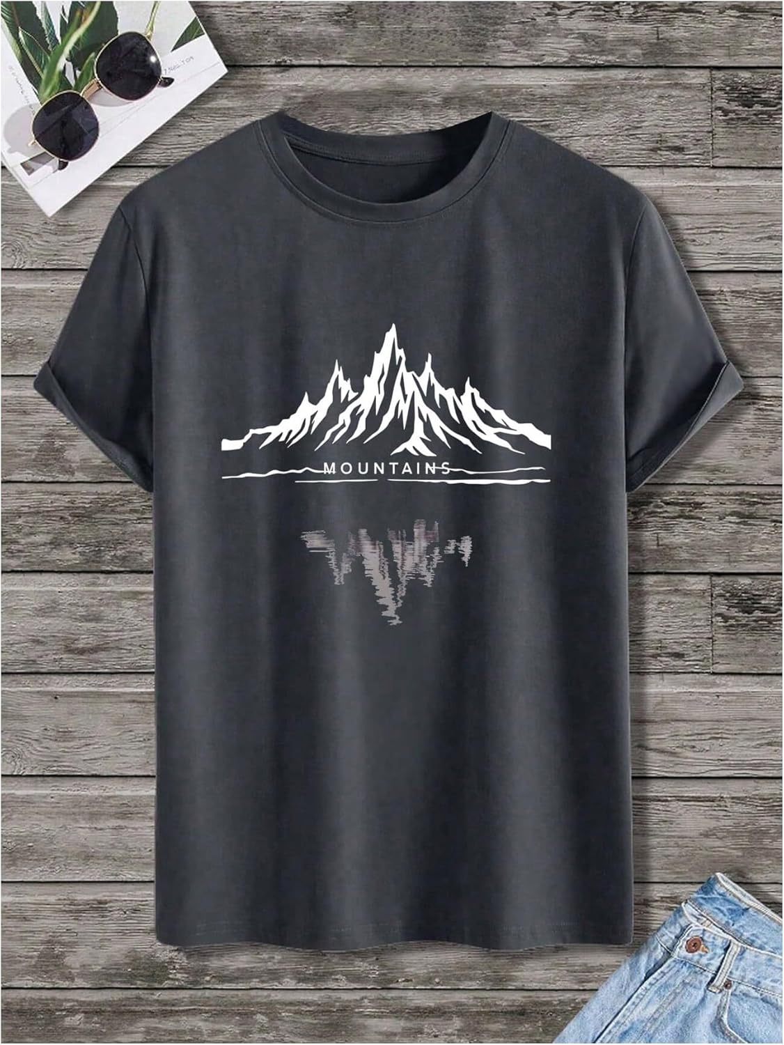 SweatyRocks Men's Graphic Tees Mountain Letter Print Short Sleeve T Shirt Streetwear Going Out Tops - Image 3