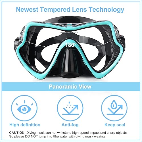 Miniatura 2 de Máscara de buceo, máscara de esnórquel profesional, lente ultra transparente con lentes de vidrio templado de visión amplia, máscara de buceo