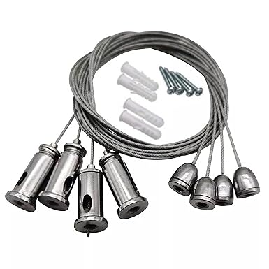 KATENGLOW Lights 1M Steel Hanging Clutch Wire and Screws Suspension hanging mounting wire kit rope Lamp Adjust for Ceiling Led Lights Panel Wire Accessories, Set of 1 (4pcs.) (Pack of 1)