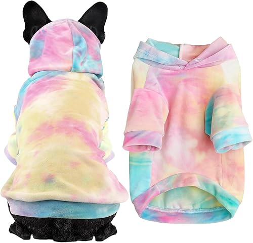 Miniatura 7 de Sudadera con capucha para perro, teñido anudado, para cachorros, abrigo para clima frío, ropa para mascotas para perros y gatos