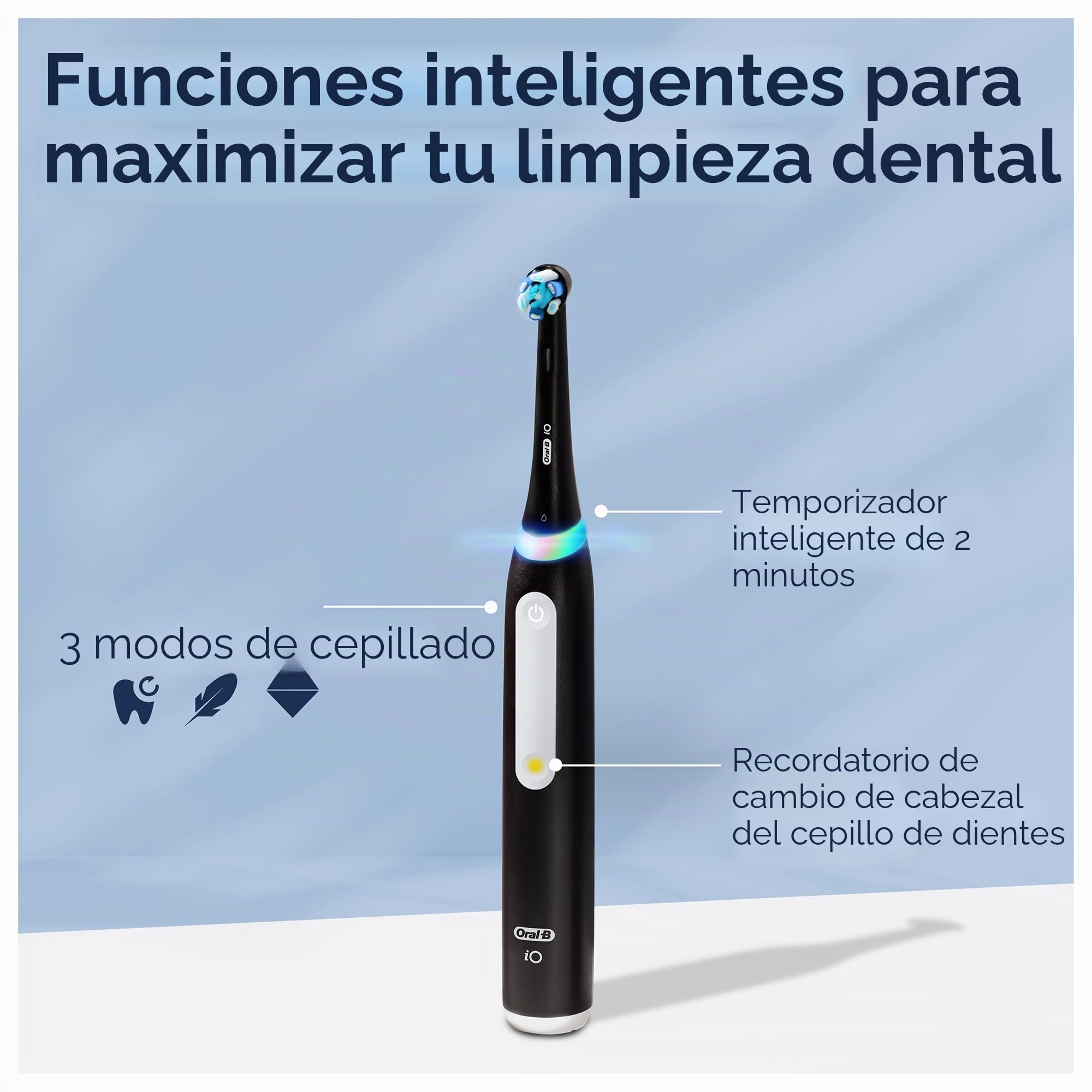 Oral-B Cepillo de dientes eléctrico iO Series 3 – Cepillo de dientes eléctrico, incluye 3 cabezales de repuesto, estuche de viaje, 3 modos de cepillado para el cuidado dental, cepillo de dientes