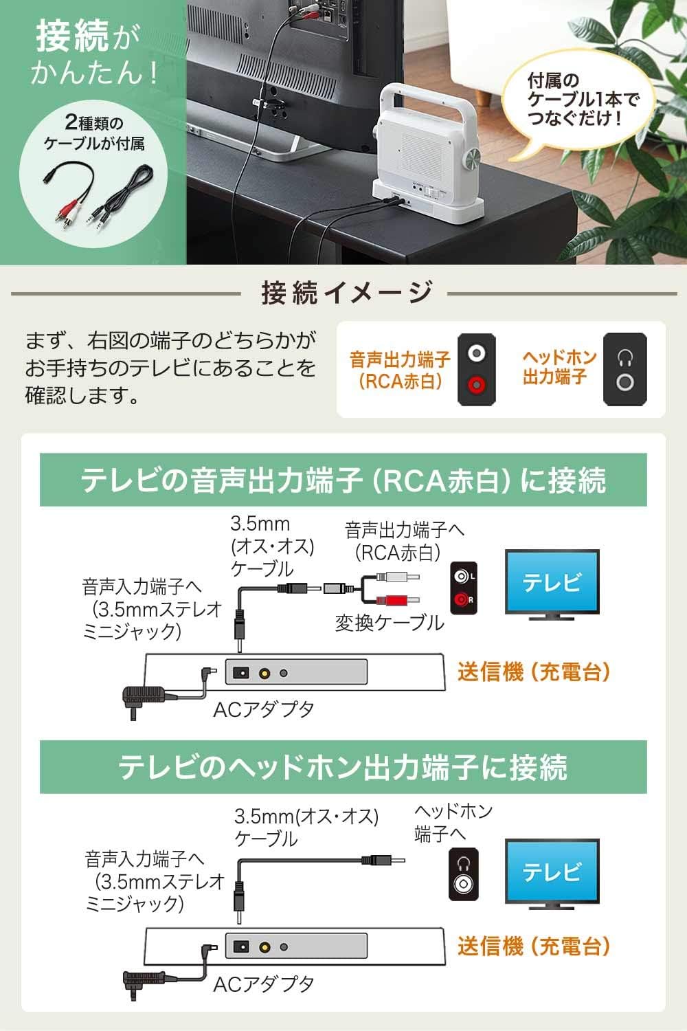 サンワダイレクト 手元スピーカー テレビ用 ワイヤレス 設定・操作簡単 充電式 最大25m 400-SP064W