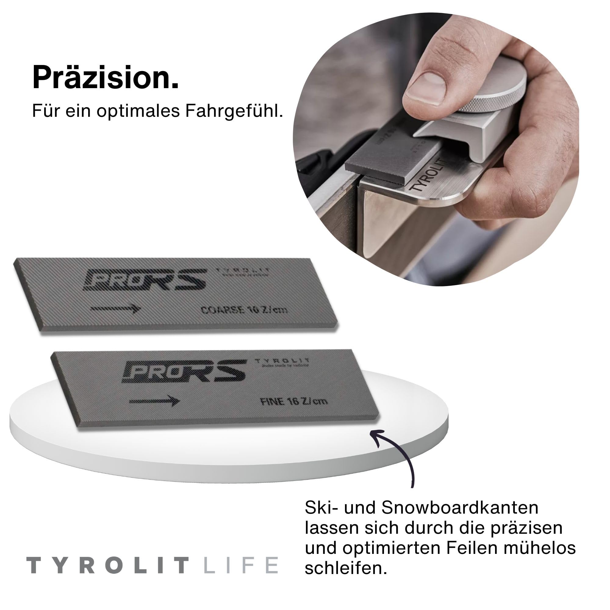 Tyrolit Life Stahlfeilen 2er Set für Ski- und Snowboard - Premium Ski Kantenschleifer aus Stahl für präzise Kanten wie vom Skiservice - Kantenfeile für scharfe Wintersportgeräte