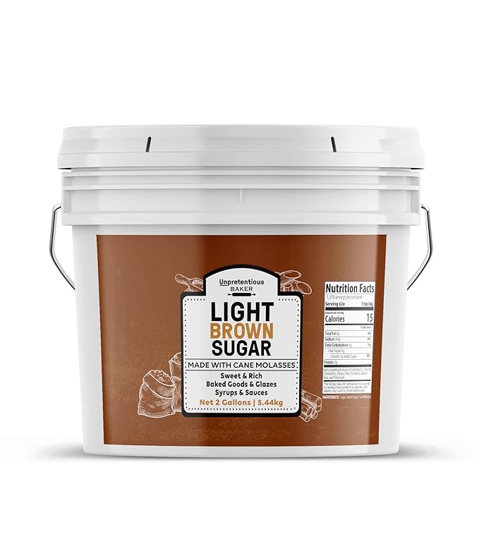 Unpretentious Light Brown Sugar, 2 Gallon Bucket, Made