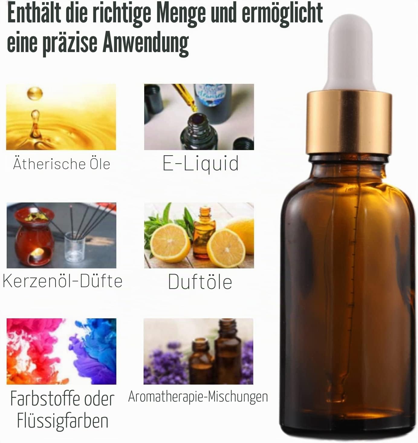 24 X 30ml Pipettenflasche Bernsteinfarbene Glasflaschen Apothekerflasche mit Glaspipette, Tropfflasche aus Braunglas
