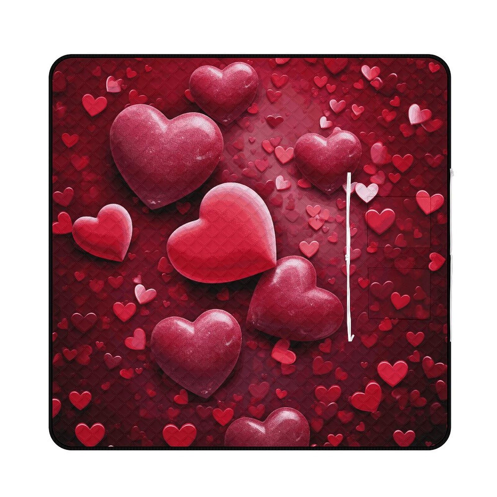 Couverture de plage motif cœurs, cadeau de Saint-Valentin idéal pour pique-nique et voyage
