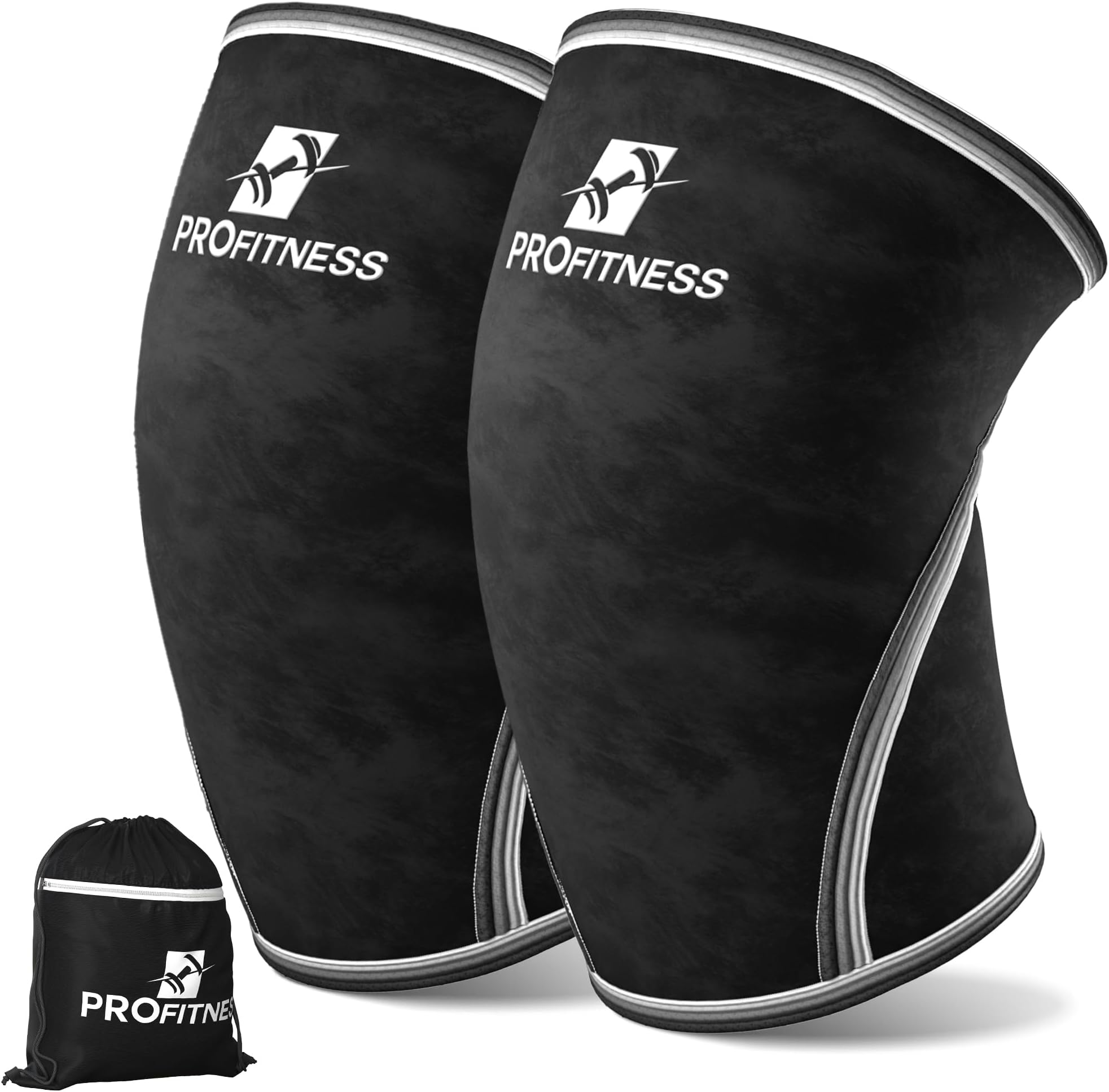 7mm Thick Knee Sleeves Set of 2 – Nonslip Support, Compression Knee Wraps for Weightlifting and Cross-Training with Carrying Bag – Home Gym Workout/Exercise Equipment