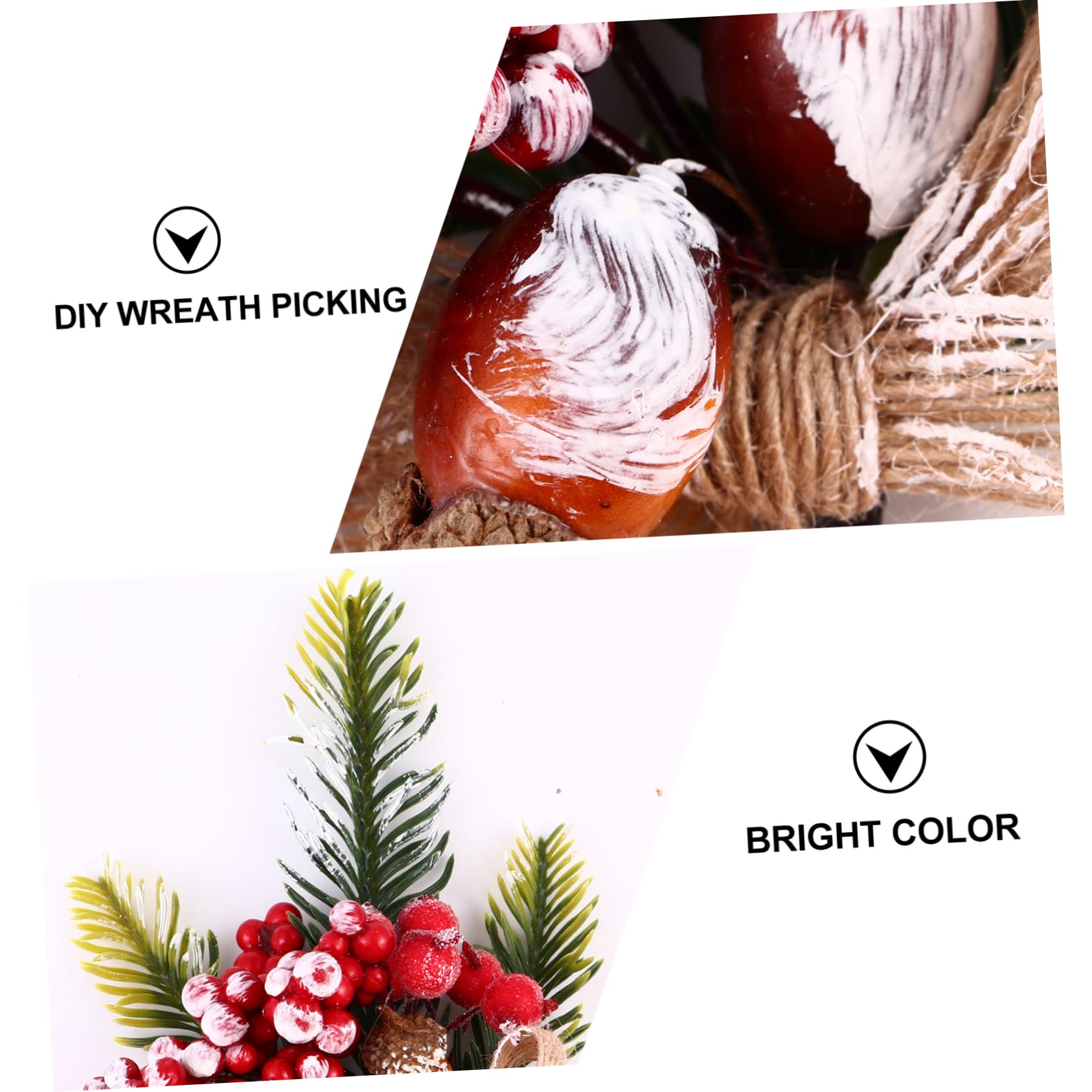 Cabilock 24piezas Ramas De Pino Artificial Bayas Rojas y Piñas para Decoración Navideña Accesorios De Manualidades y Wreath Picks