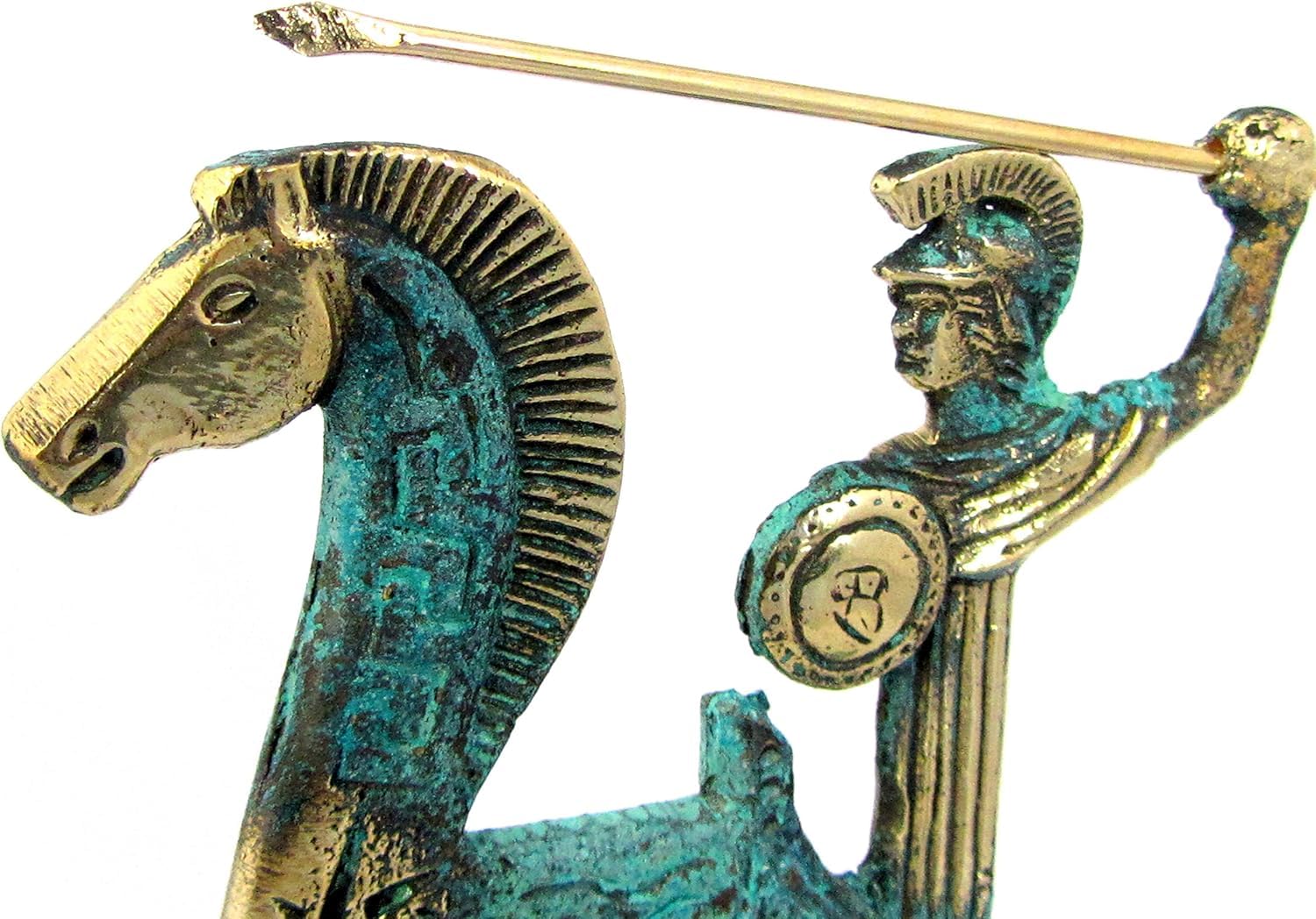 Iconsgr Réplica de la estatua del museo de bronce griego antiguo de Atenea en el carro del sol (110)