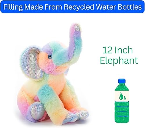 Miniatura 7 de The Petting Zoo Peluche de elefante, animales del zoológico Ombrez, juguete de peluche de elefante arcoíris de 12 pulgadas