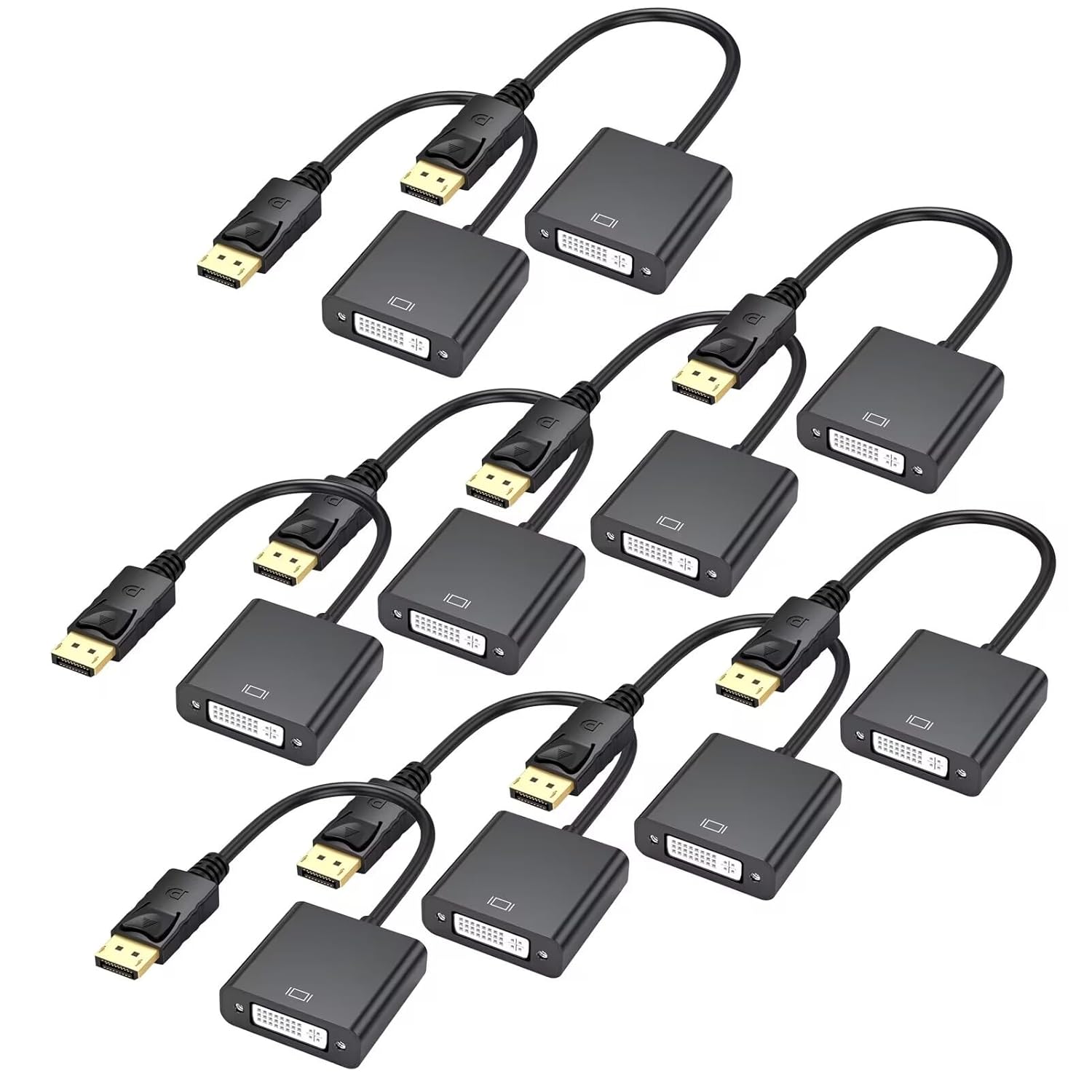 DisplayPort to DVI Adapter Cable 10-Pack, DisplayPort to DVI-D Single Link Adapter Male to Female Compatible for Lenovo, Dell, HP with Computer, Desktop, Laptop, PC, Monitor, Projector 23CM Black 10