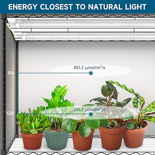 Miniatura 7 de Barrina Paquete de artículos para soporte de plantas con luces de cultivo y luz de cultivo vertical T10 para plantas