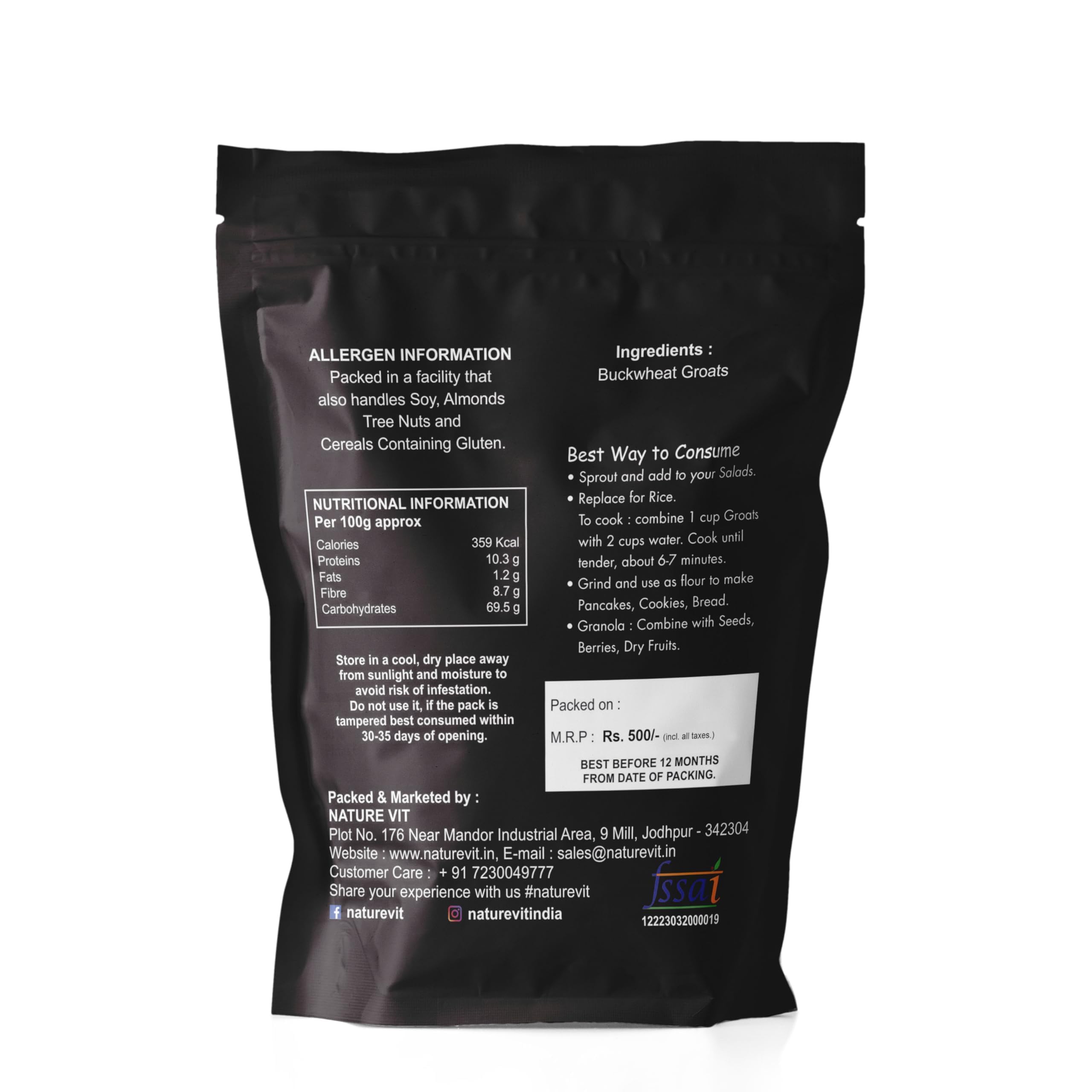 Nature Vit Buckwheat Seeds, 1 kg | Kuttu Giri | Gluten-Free Superfood for Delicious Sweet & Savory Recipes - Image 2 thumbnail