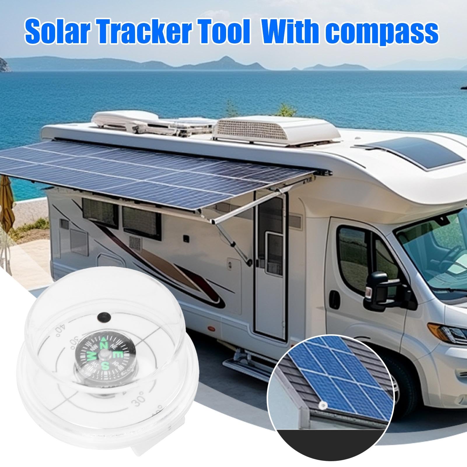 Solar Angle Guide - Pannello solare solare Tracker | Strumento di allineamento dell'angolo solare trasparente impermeabile con bussola | Sistema di tracciamento solare portatile per migliorare