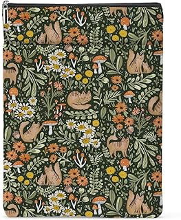 Book Sleeve Book Protector Book Pouch Book Lovers Gifts Bookish Gifts Book Cover with Zipper for Hardcover Paperback Washable Floral Cat Printed Gift Bag for Women Teacher Reader, BookCover